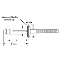CF-RV6602-6-10 Gesipa Bulb-Tite Blind Rivets, RV6602-6-10 Blind Rivets; 3/16 Inch, (.187 Inch), (.375-.625 Inch G
